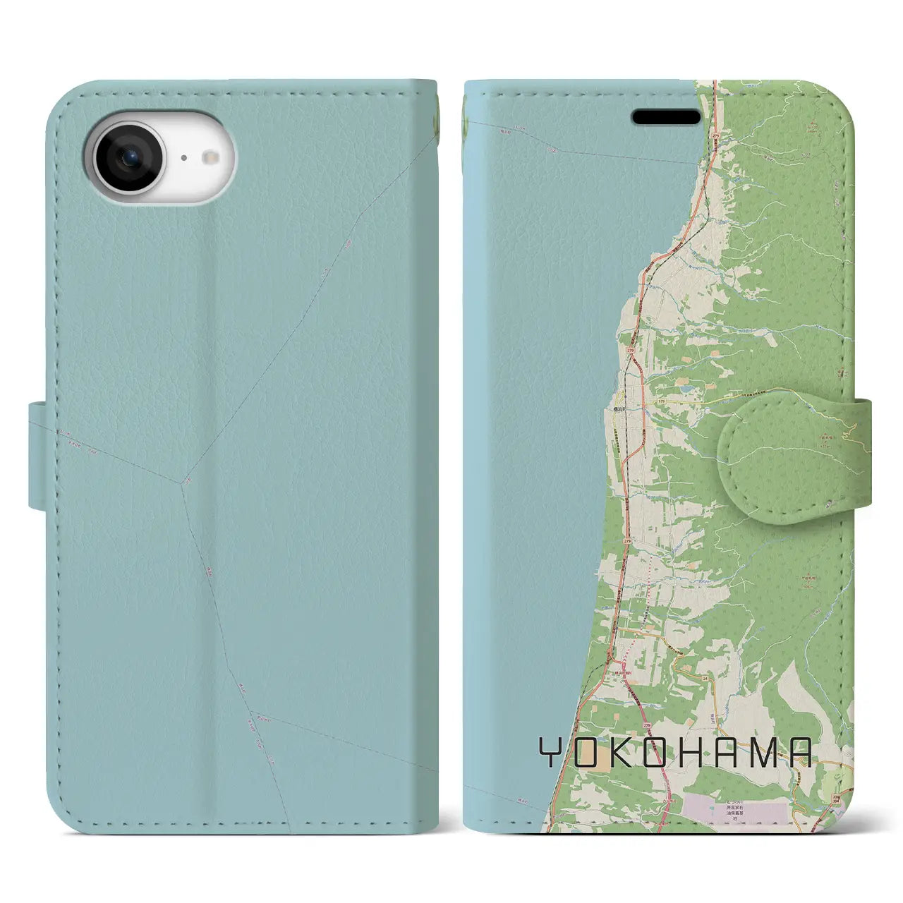 【横浜(青森県)】地図柄iPhoneケース(手帳タイプ)