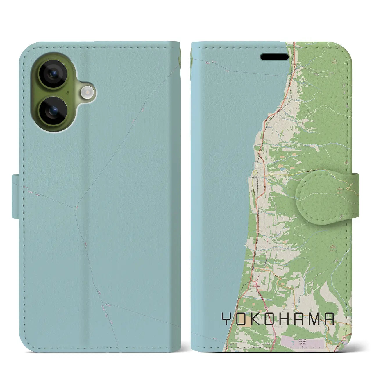 【横浜(青森県)】地図柄iPhoneケース(手帳タイプ)