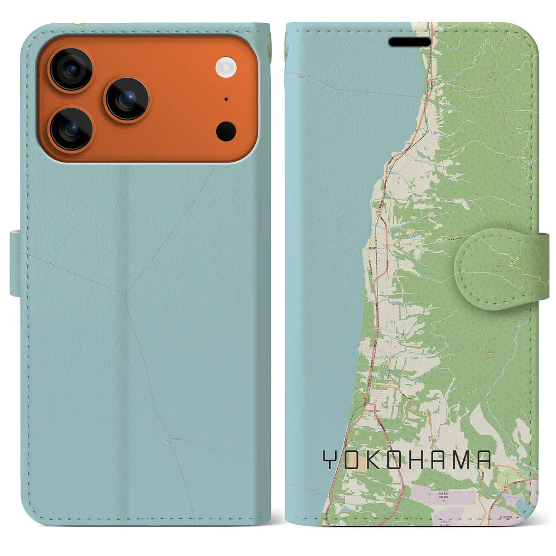 【横浜(青森県)】地図柄iPhoneケース(手帳タイプ)ナチュラル・iPhone 17 Pro Max 用