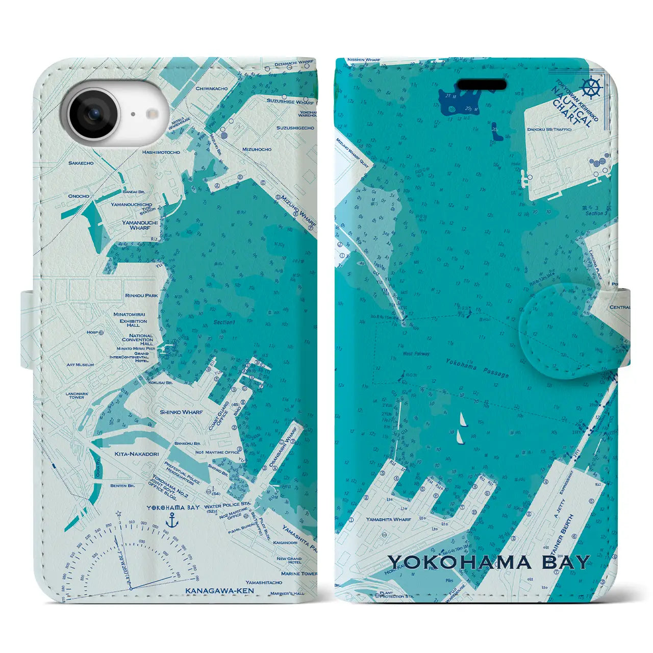 【横浜港(神奈川県)】海図iPhoneケース(手帳タイプ)