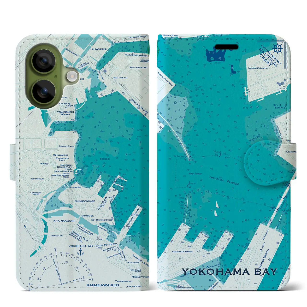 【横浜港(神奈川県)】海図iPhoneケース(手帳タイプ)