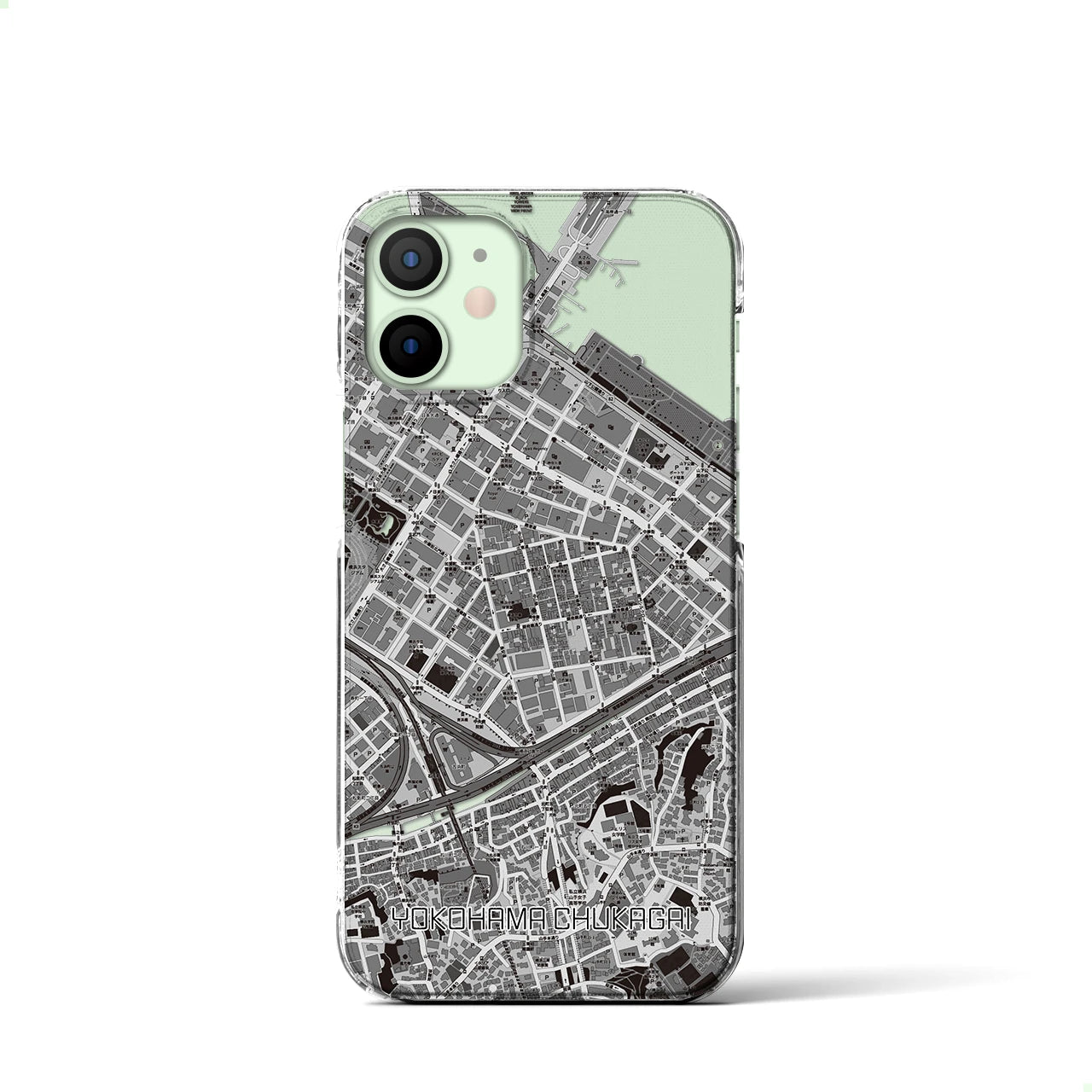 【横浜中華街(神奈川県)】地図柄iPhoneケース(クリアタイプ)モノトーン・iPhone 12 mini 用