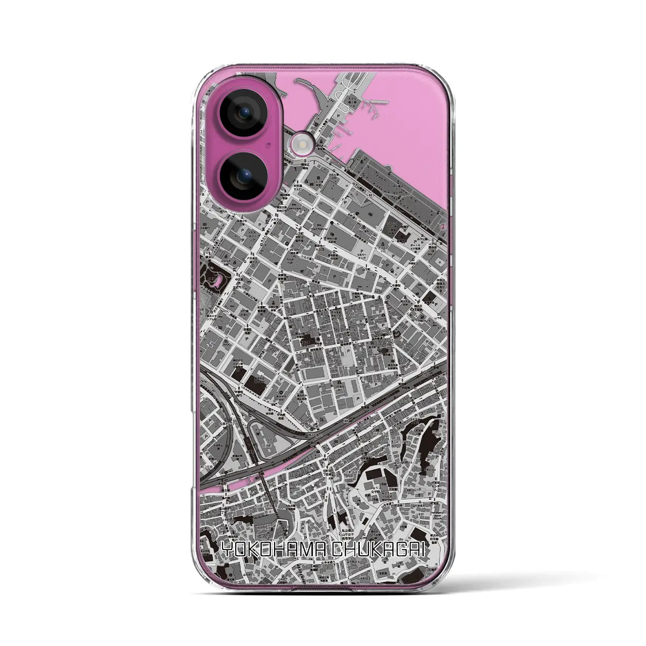 【横浜中華街(神奈川県)】地図柄iPhoneケース(クリアタイプ)モノトーン・iPhone 16 Pro 用