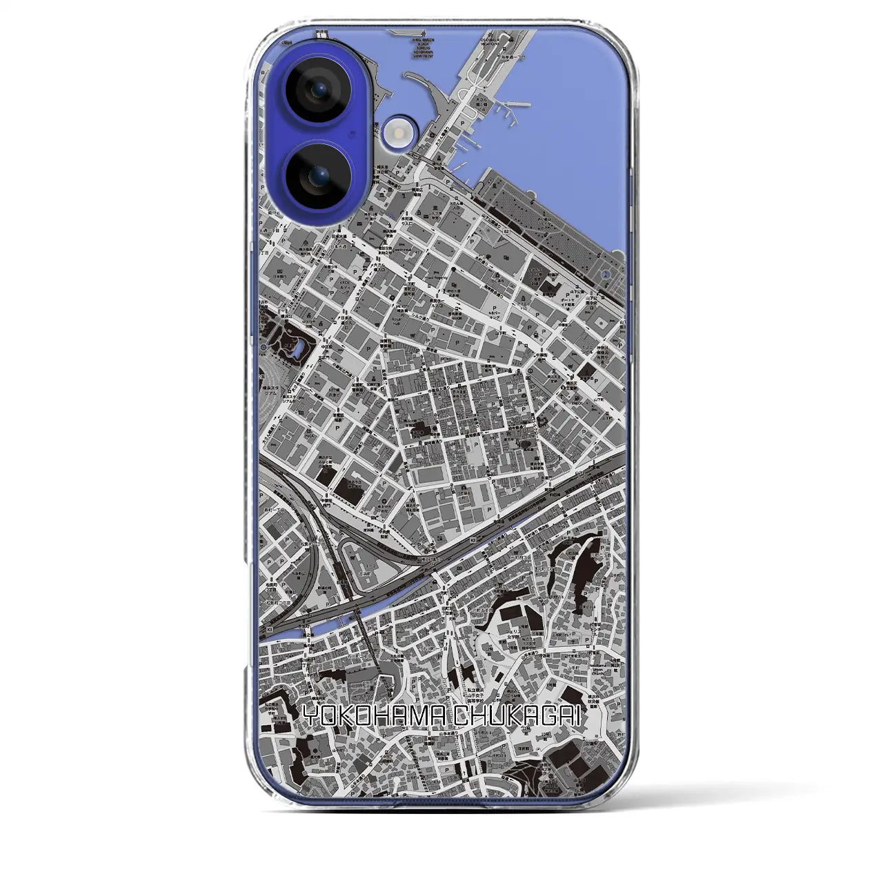 【横浜中華街(神奈川県)】地図柄iPhoneケース(クリアタイプ)モノトーン・iPhone 16 Pro Max 用