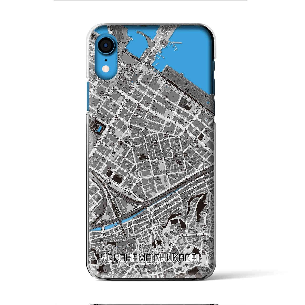 【横浜中華街(神奈川県)】地図柄iPhoneケース(クリアタイプ)モノトーン・iPhone XR 用