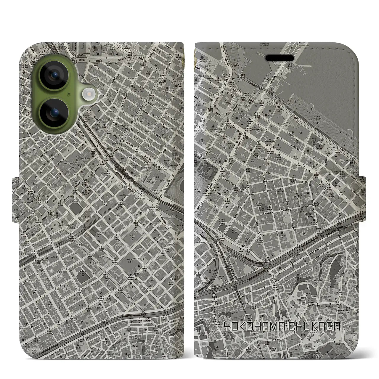 【横浜中華街(神奈川県)】地図柄iPhoneケース(手帳タイプ)