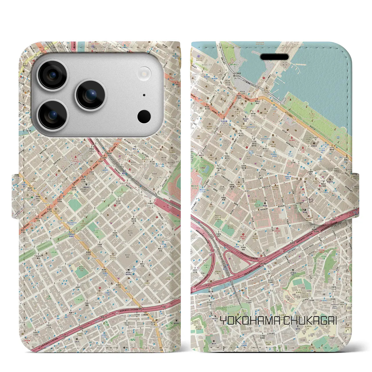 【横浜中華街(神奈川県)】地図柄iPhoneケース(手帳タイプ)