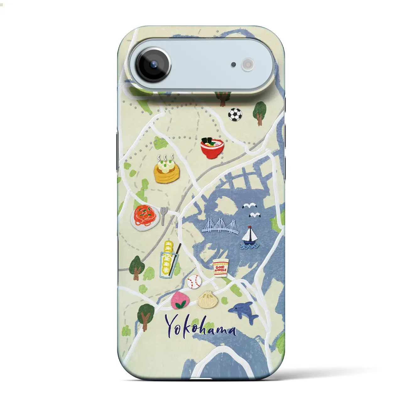 【横浜(Walk & Eat)】Walk & Eat iPhoneケース(バックカバータイプ)ライトブルー・iPhone 17 Pro Max 用