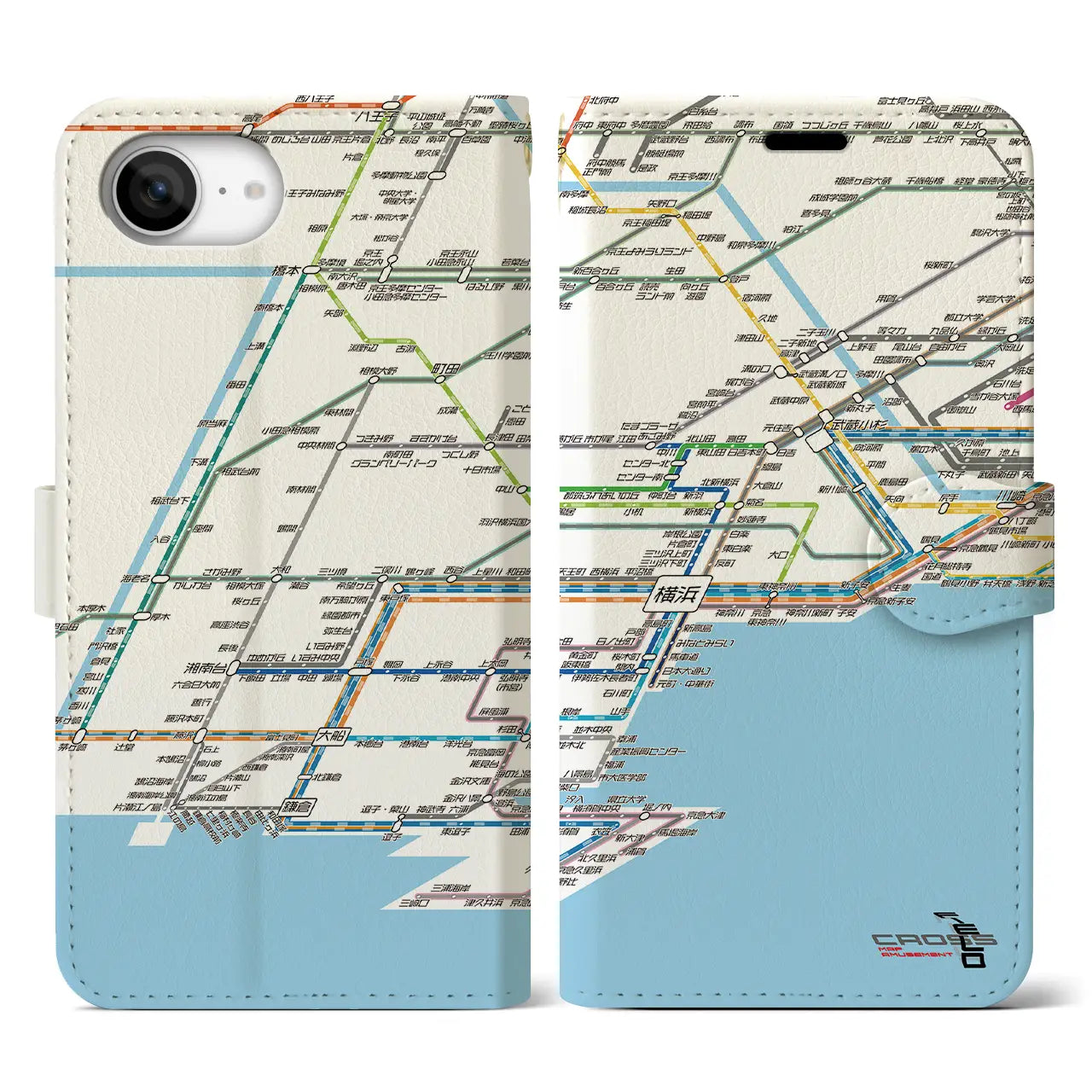 【横浜路線図(神奈川県)】路線図iPhoneケース(手帳タイプ)
