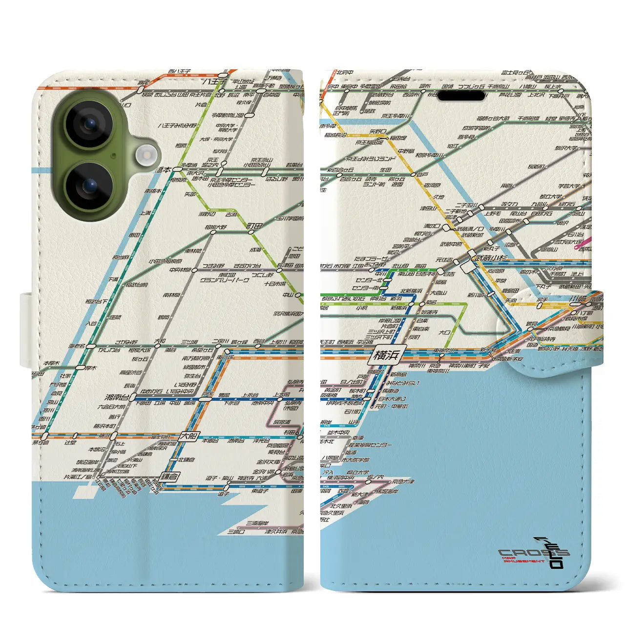 【横浜路線図(神奈川県)】路線図iPhoneケース(手帳タイプ)ホワイト・iPhone 17 Pro Max 用
