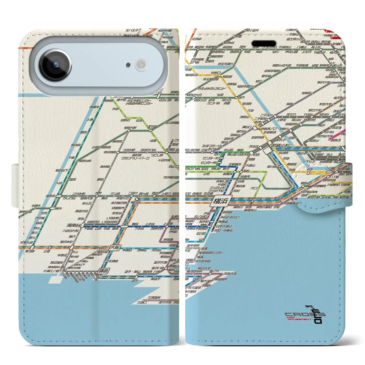 【横浜路線図(神奈川県)】路線図iPhoneケース(手帳タイプ)