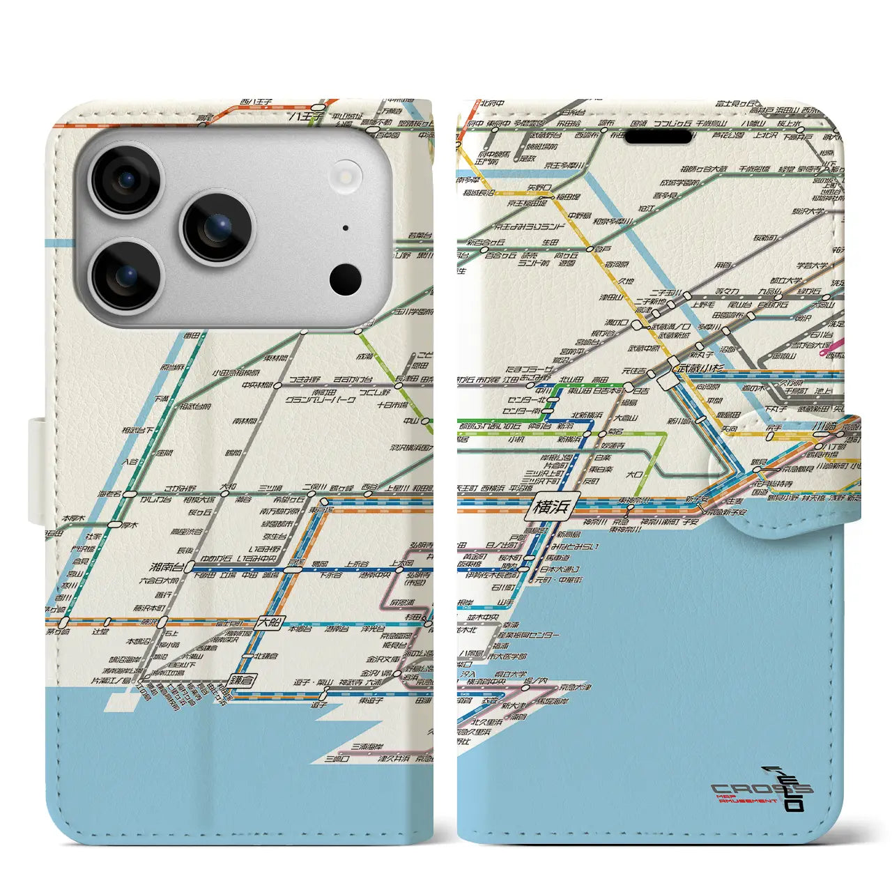 【横浜路線図(神奈川県)】路線図iPhoneケース(手帳タイプ)