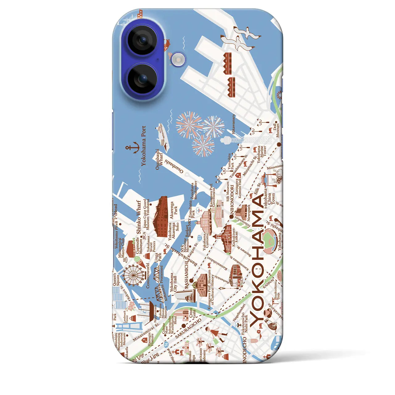 【横浜(イラスト)】イラストマップiPhoneケース(バックカバータイプ)ダーク・iPhone 16 Pro Max 用