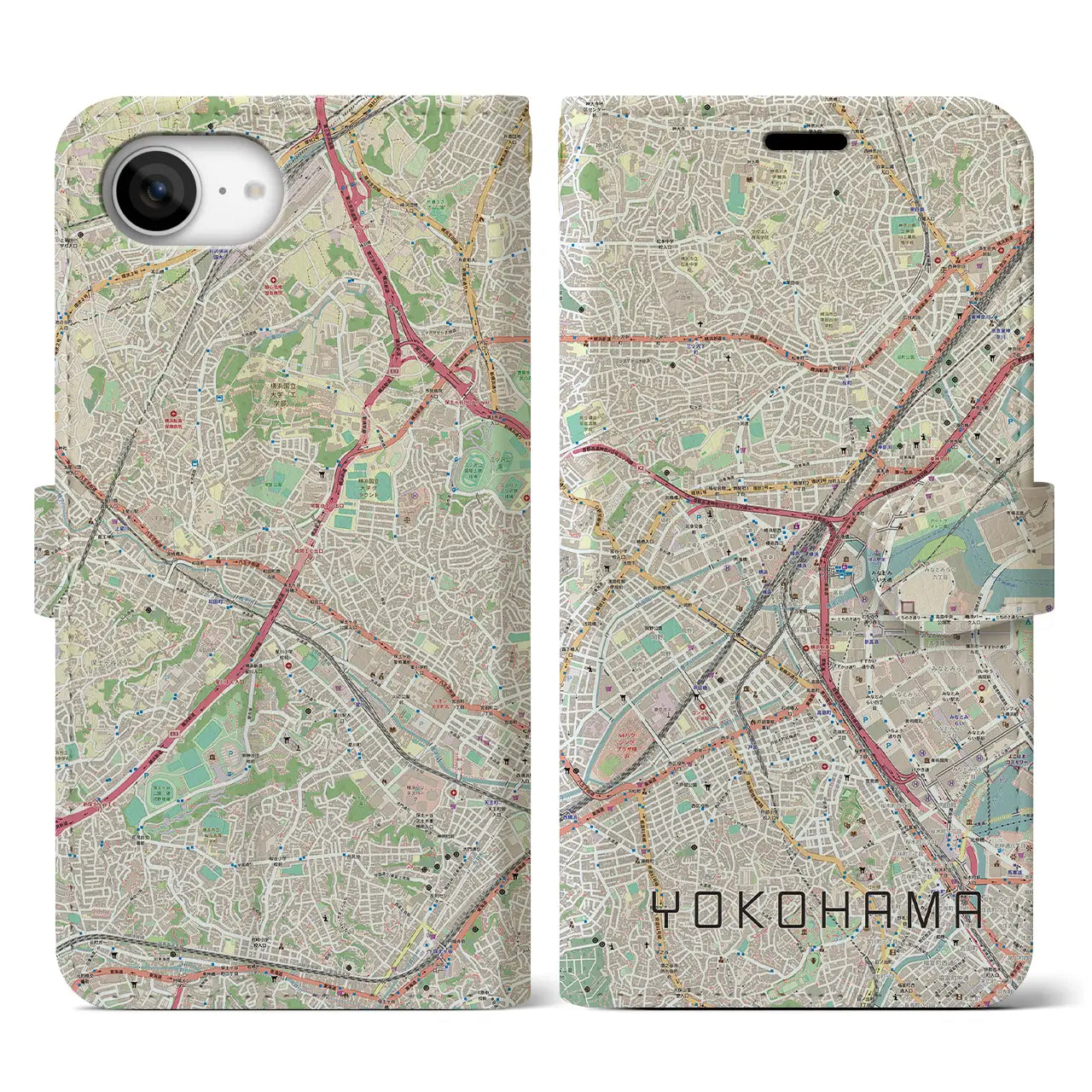 【横浜2(神奈川県)】地図柄iPhoneケース(手帳タイプ)