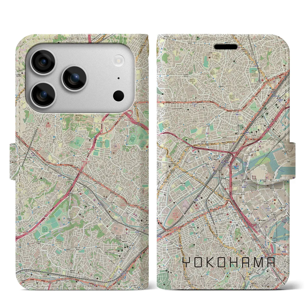 【横浜2(神奈川県)】地図柄iPhoneケース(手帳タイプ)