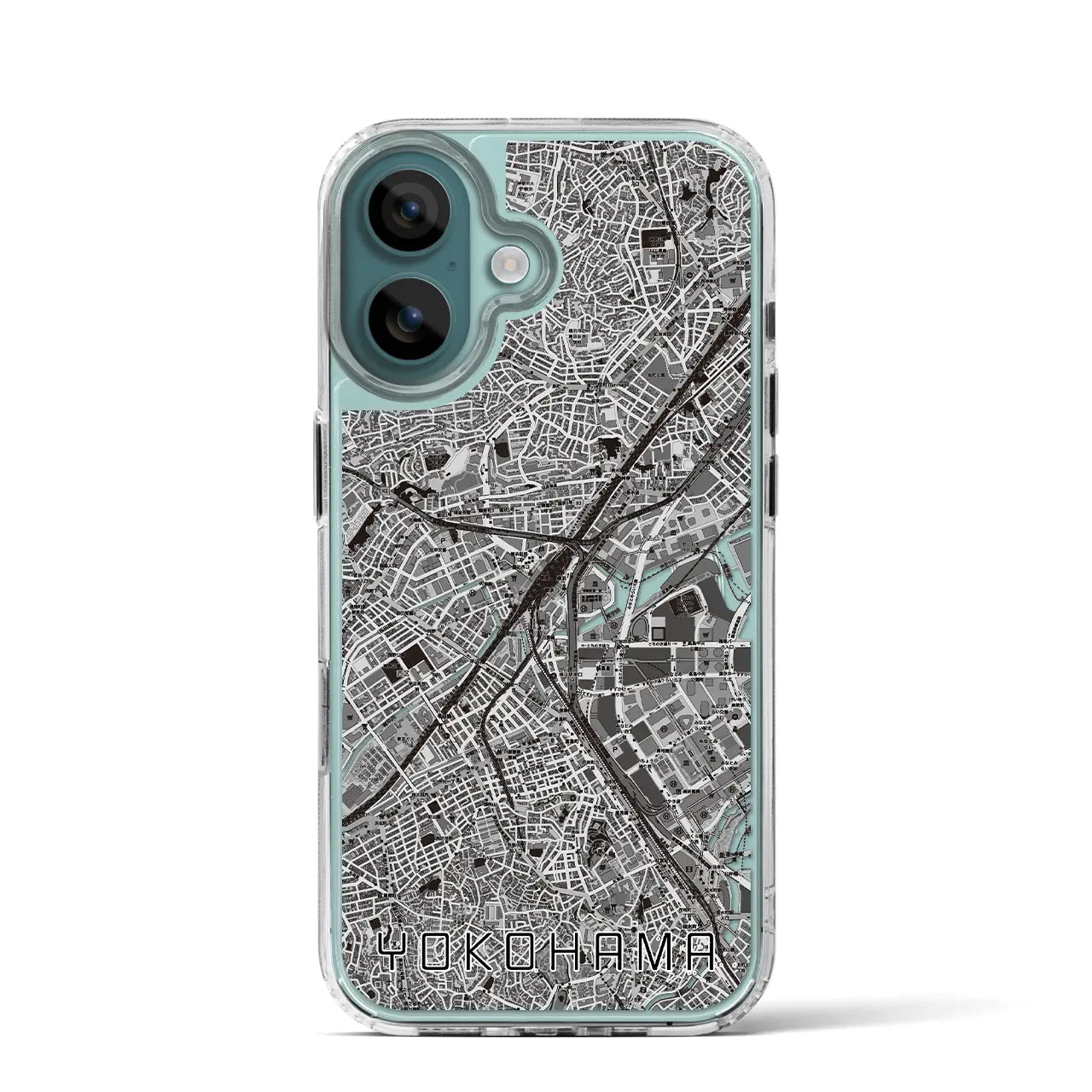 【横浜2(神奈川県)】地図柄iPhoneケース(MagSafeタイプ)モノトーン・iPhone 16 Pro 用