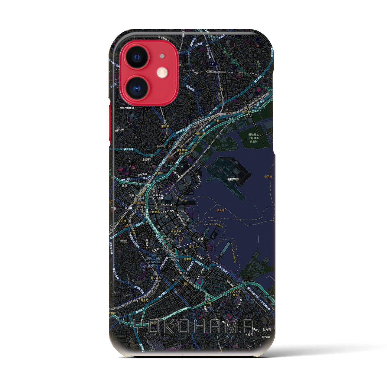 【横浜3(神奈川県)】地図柄iPhoneケース(バックカバータイプ)