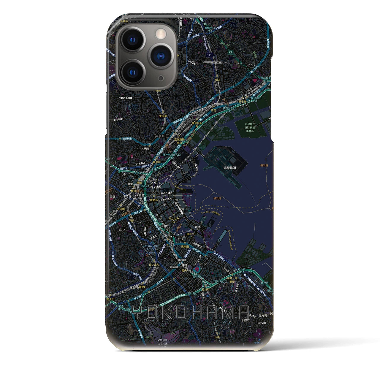 【横浜3(神奈川県)】地図柄iPhoneケース(バックカバータイプ)