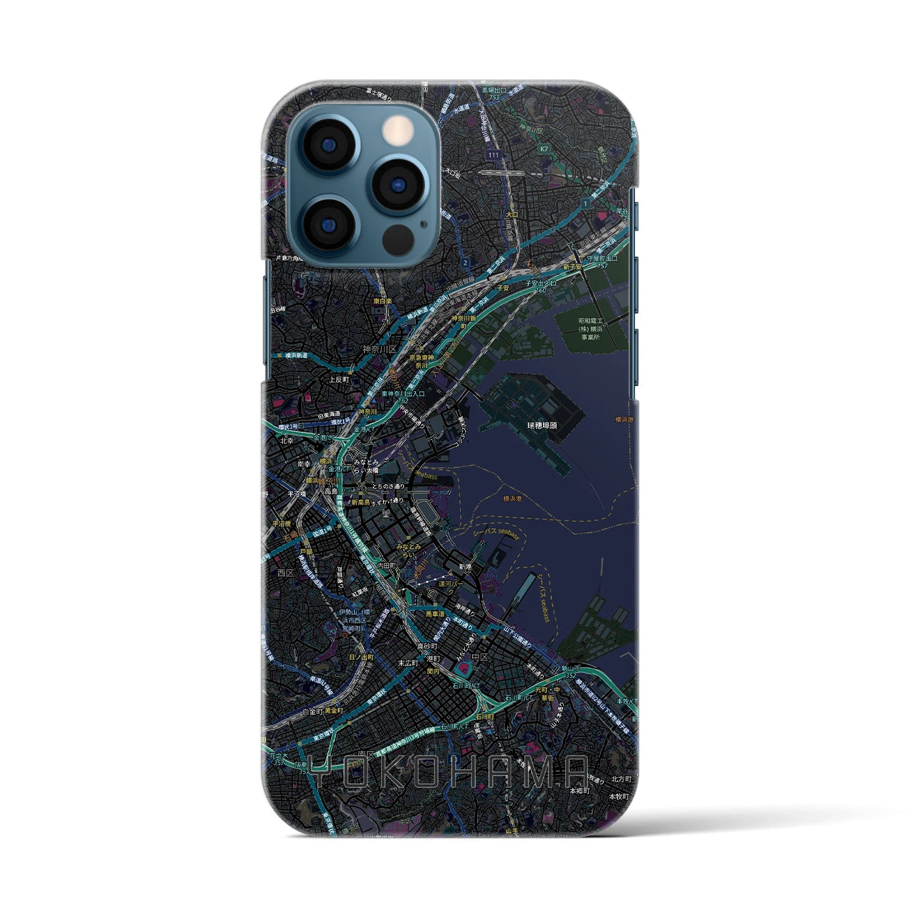 【横浜3(神奈川県)】地図柄iPhoneケース(バックカバータイプ)