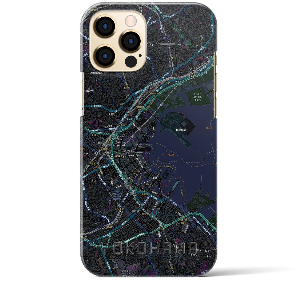 【横浜3(神奈川県)】地図柄iPhoneケース(バックカバータイプ)