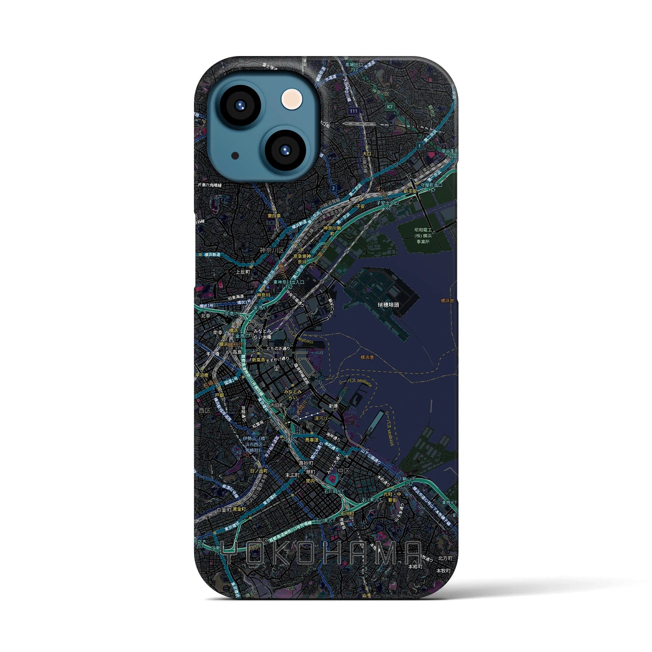 【横浜3(神奈川県)】地図柄iPhoneケース(バックカバータイプ)