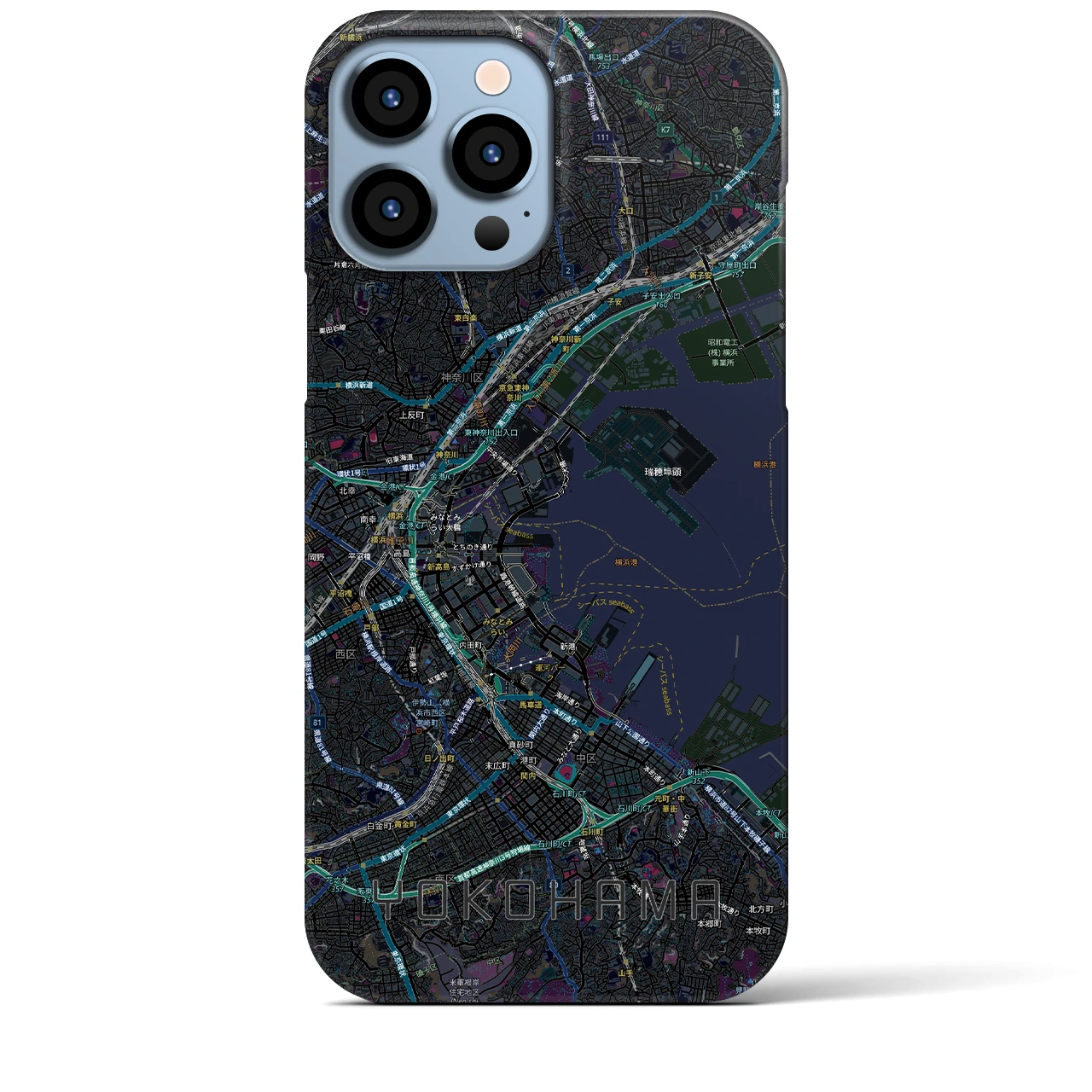 【横浜3(神奈川県)】地図柄iPhoneケース(バックカバータイプ)