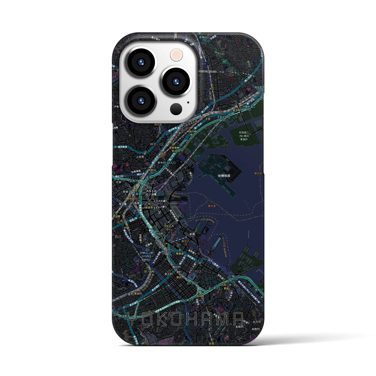 【横浜3(神奈川県)】地図柄iPhoneケース(バックカバータイプ)