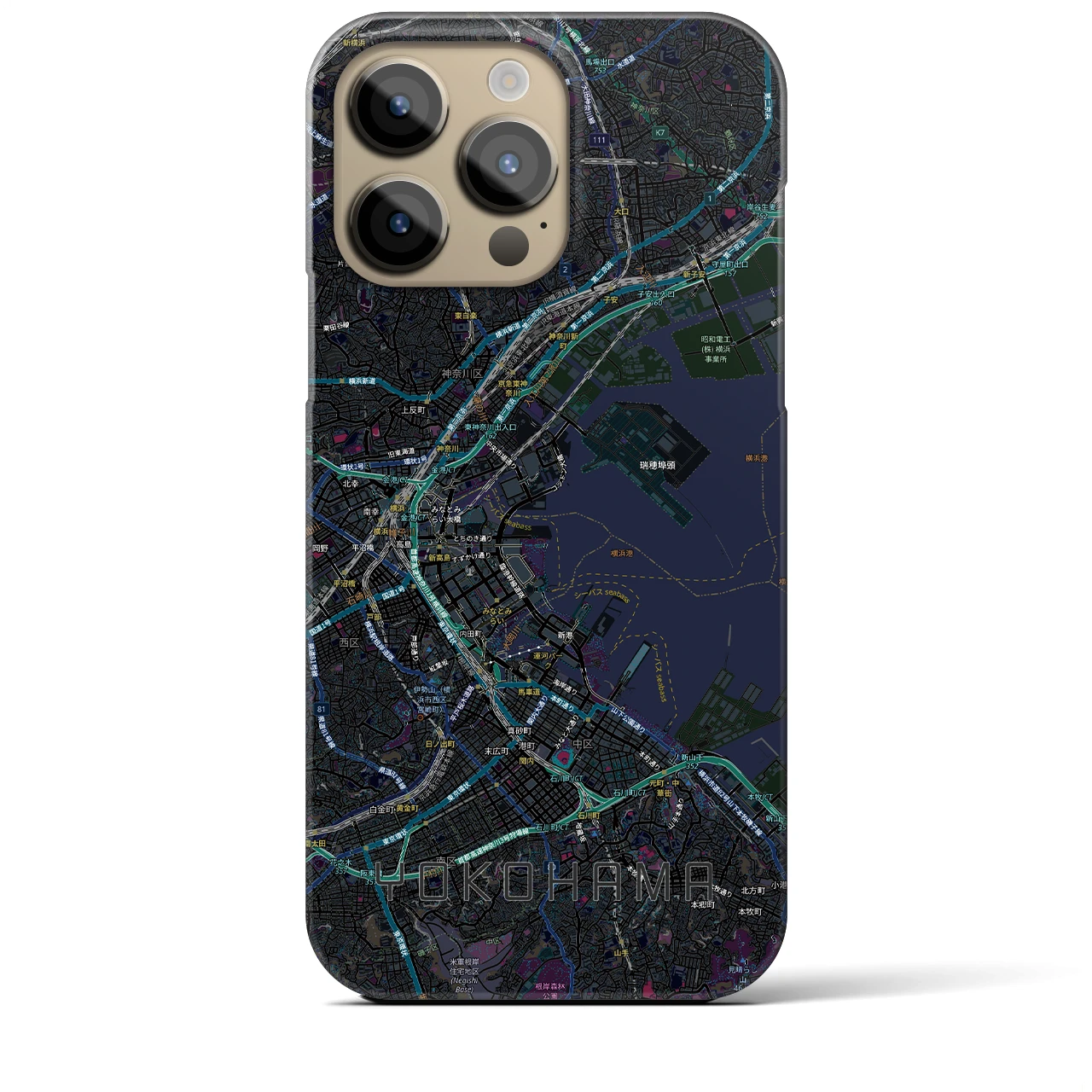 【横浜3(神奈川県)】地図柄iPhoneケース(バックカバータイプ)