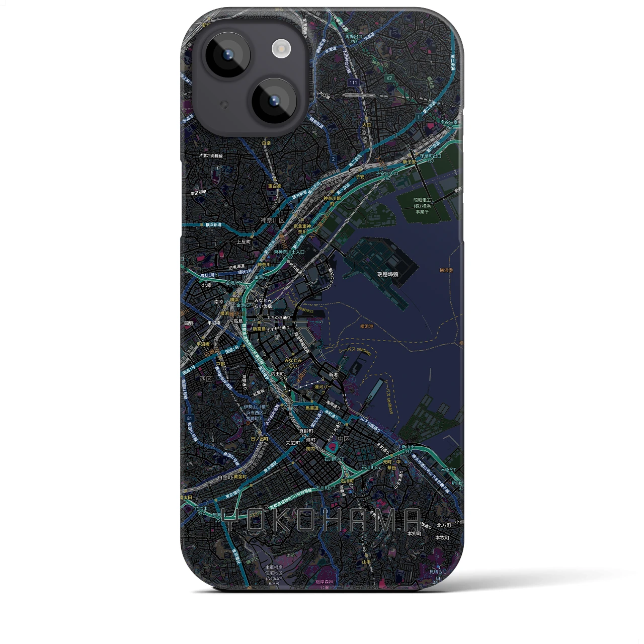 【横浜3(神奈川県)】地図柄iPhoneケース(バックカバータイプ)