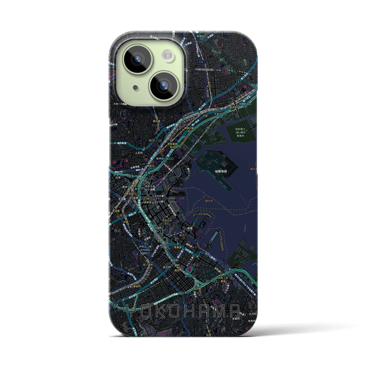 【横浜3(神奈川県)】地図柄iPhoneケース(バックカバータイプ)