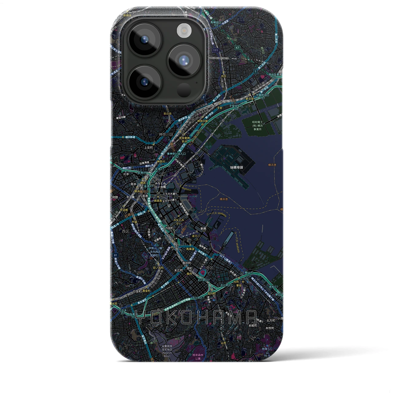 【横浜3(神奈川県)】地図柄iPhoneケース(バックカバータイプ)