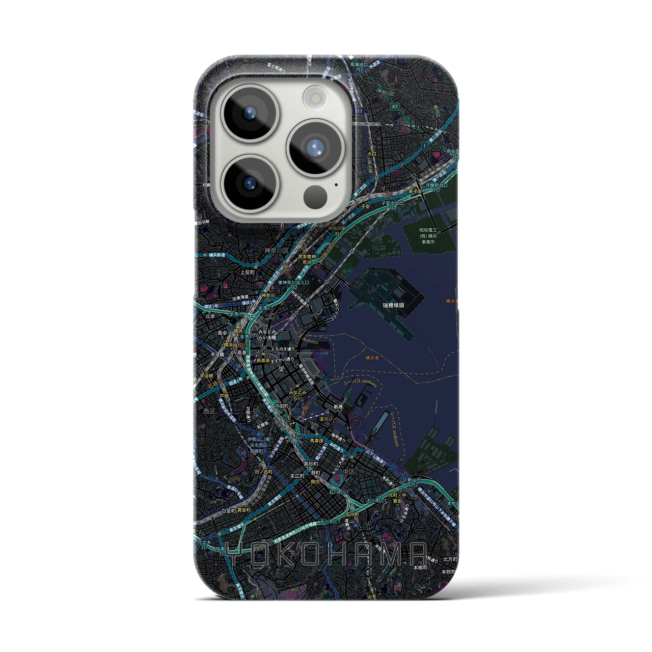 【横浜3(神奈川県)】地図柄iPhoneケース(バックカバータイプ)