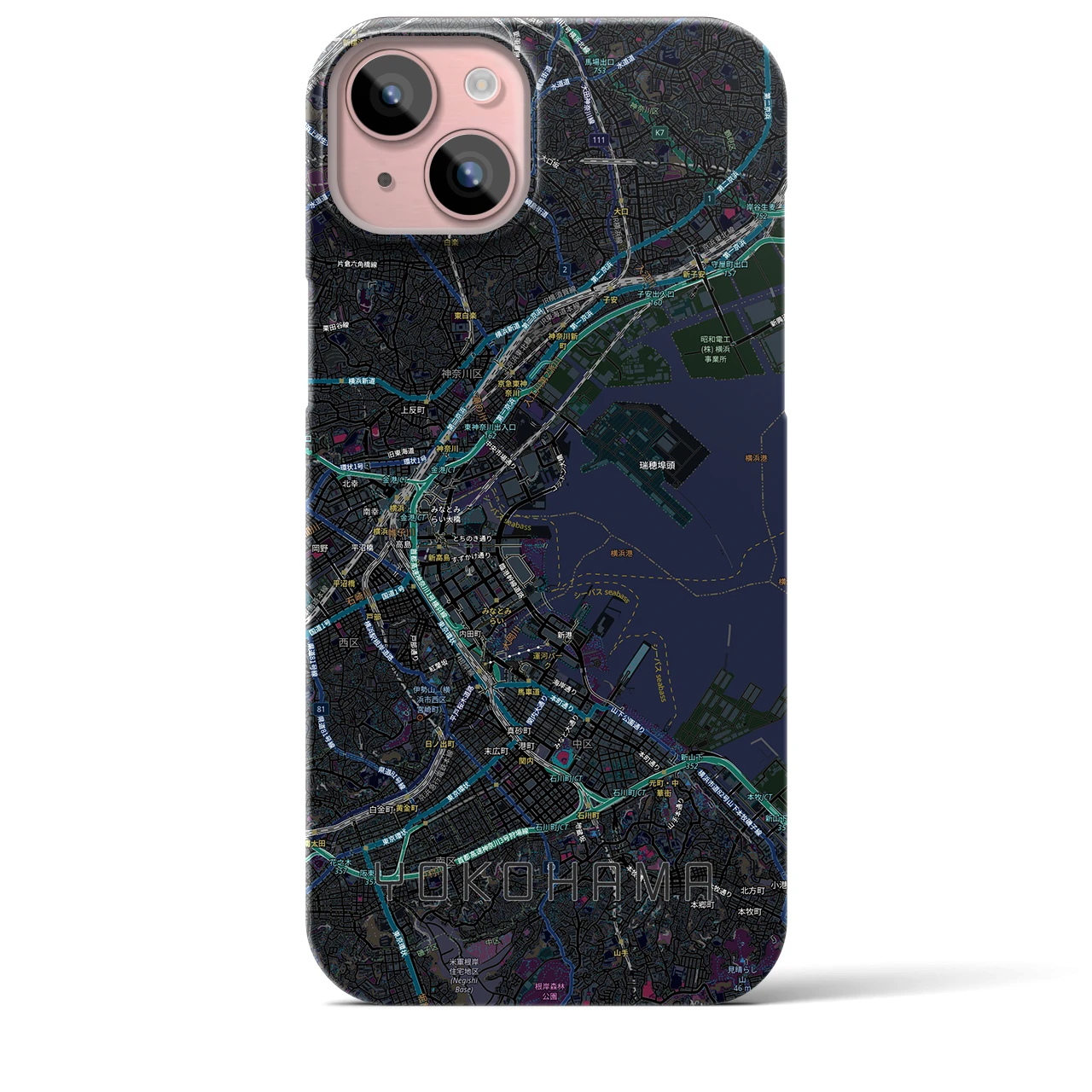 【横浜3(神奈川県)】地図柄iPhoneケース(バックカバータイプ)