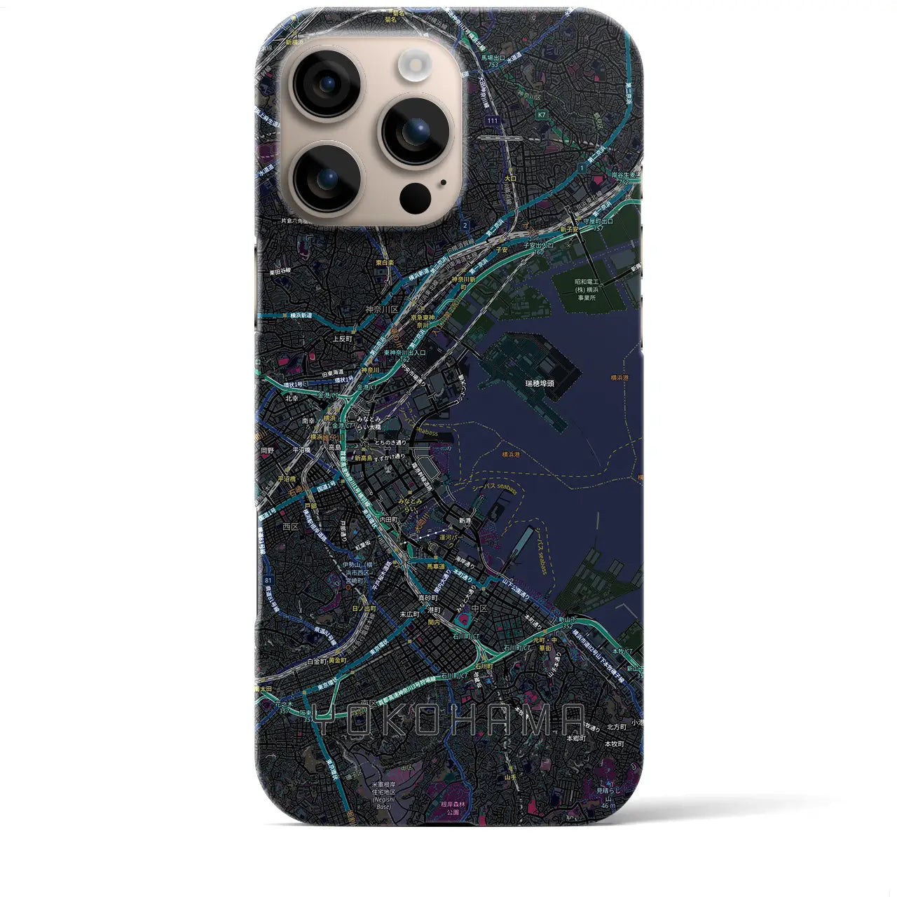 【横浜3(神奈川県)】地図柄iPhoneケース(バックカバータイプ)