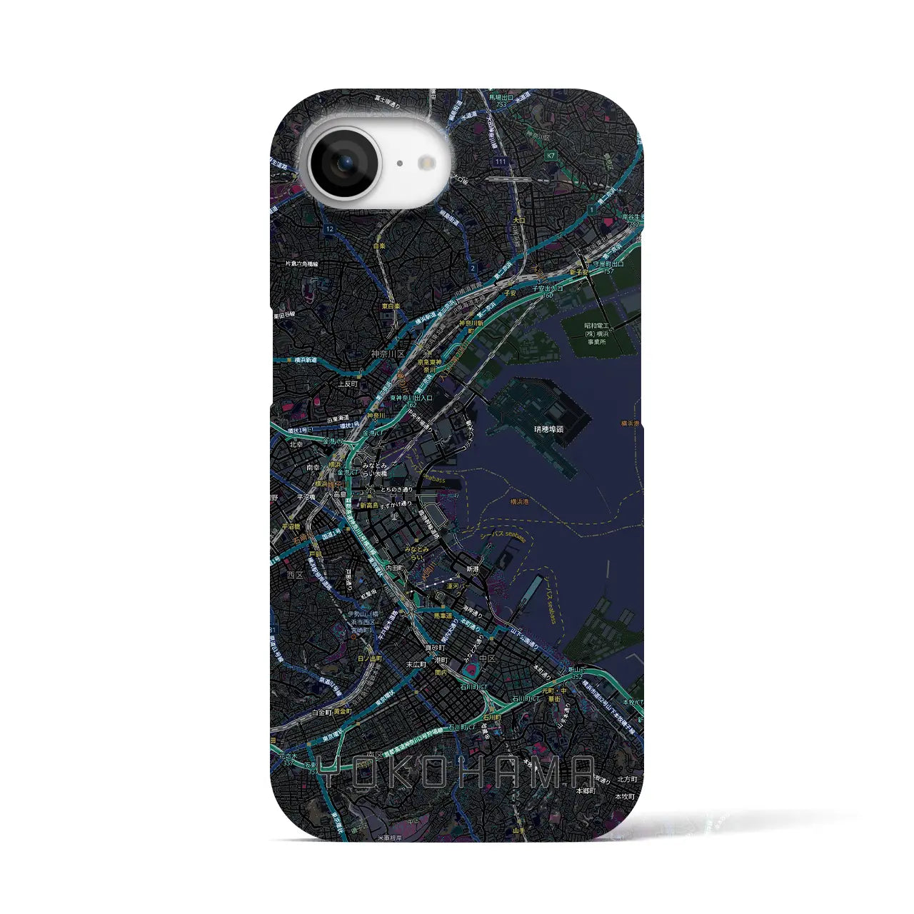 【横浜3(神奈川県)】地図柄iPhoneケース(バックカバータイプ)