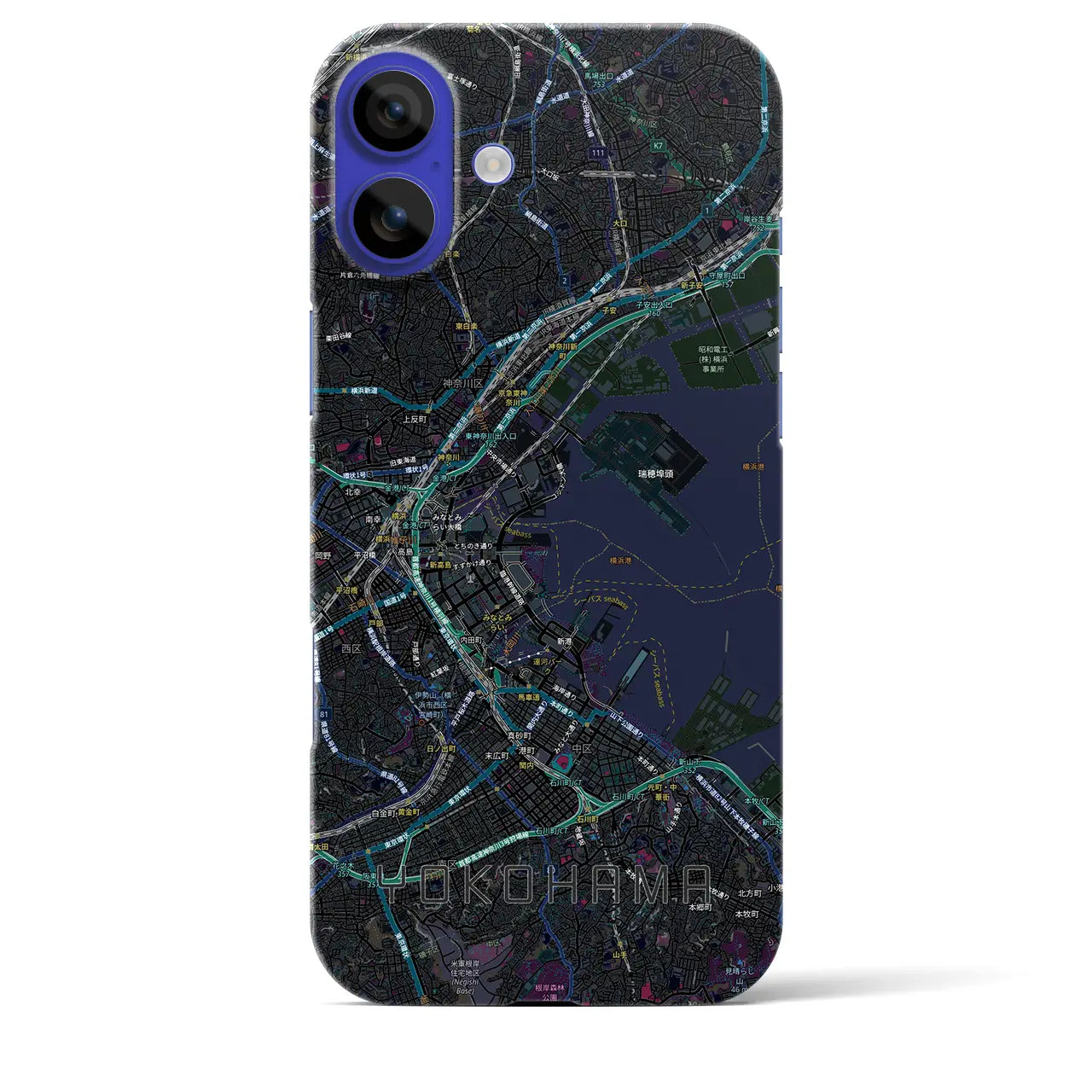 【横浜3(神奈川県)】地図柄iPhoneケース(バックカバータイプ)