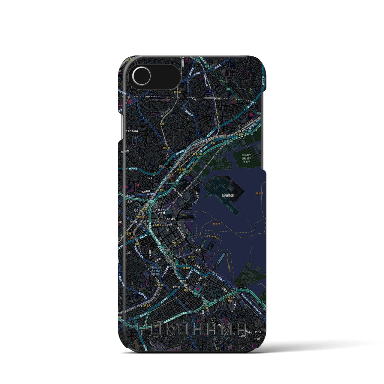 【横浜3(神奈川県)】地図柄iPhoneケース(バックカバータイプ)