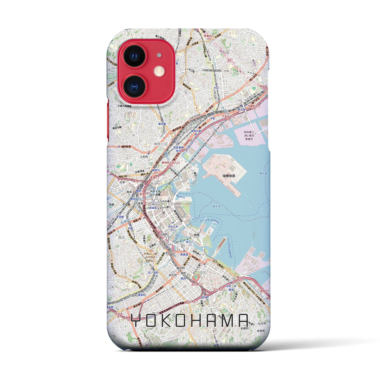 【横浜3(神奈川県)】地図柄iPhoneケース(バックカバータイプ)