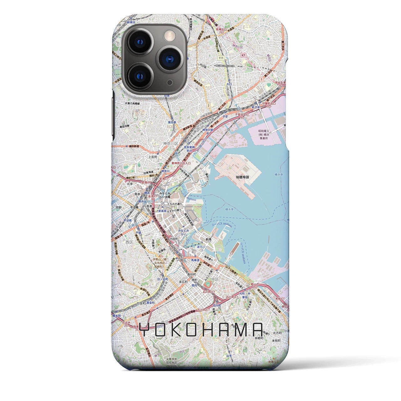 【横浜3(神奈川県)】地図柄iPhoneケース(バックカバータイプ)