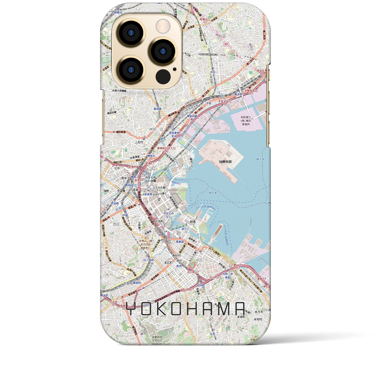 【横浜3(神奈川県)】地図柄iPhoneケース(バックカバータイプ)