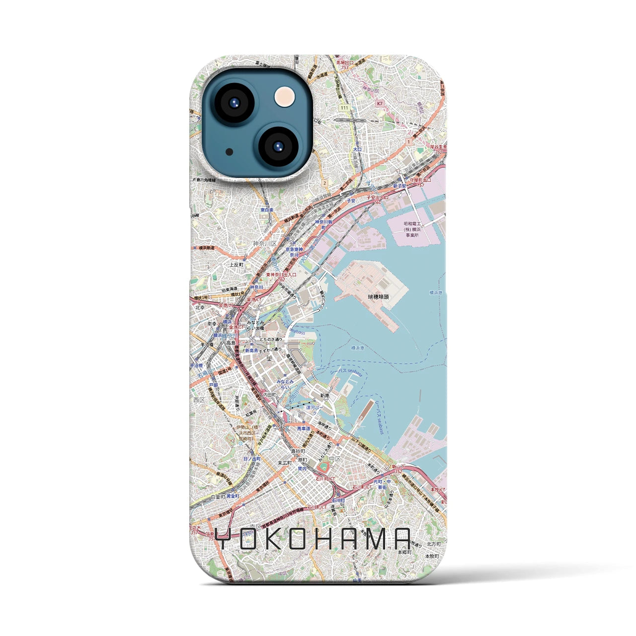 【横浜3(神奈川県)】地図柄iPhoneケース(バックカバータイプ)