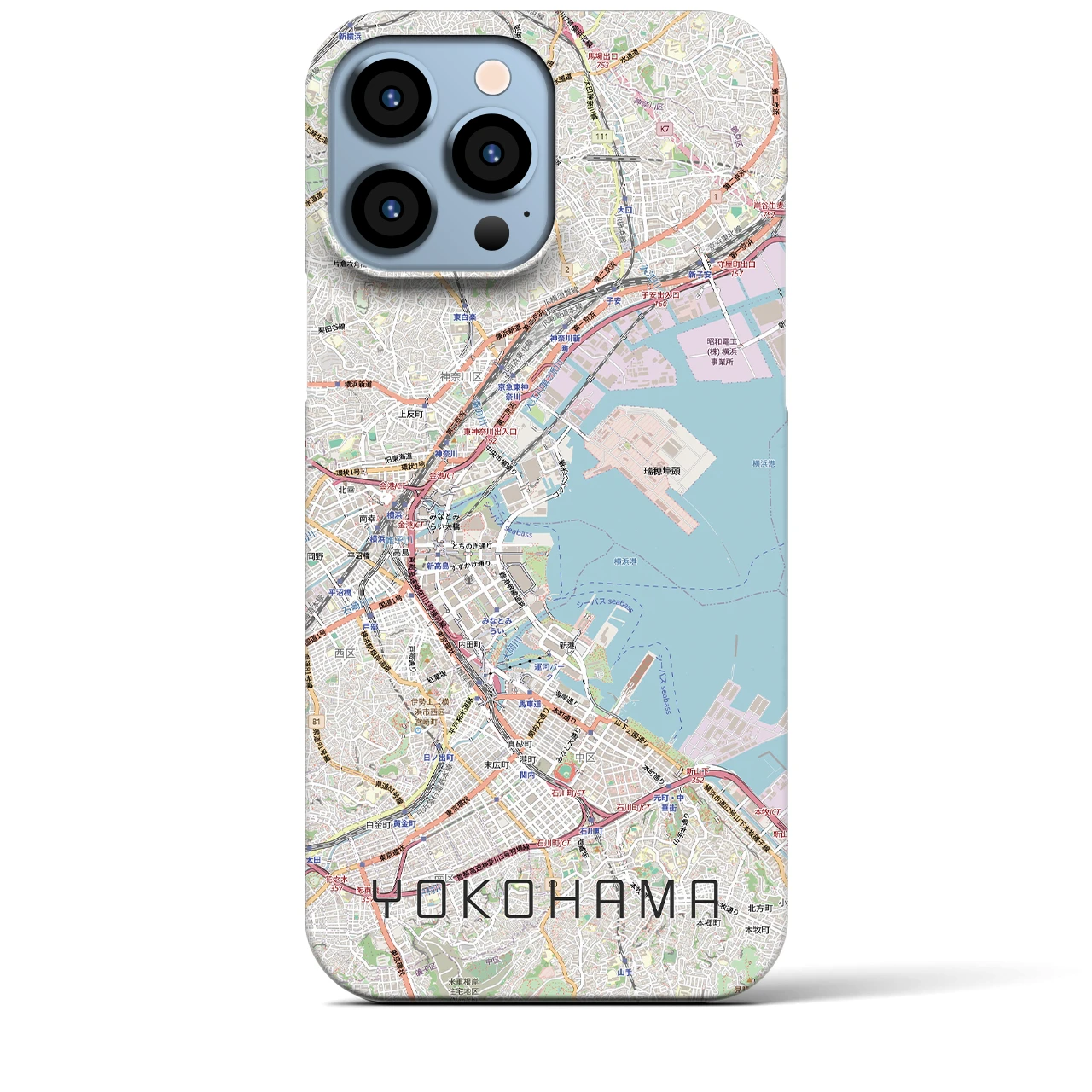 【横浜3(神奈川県)】地図柄iPhoneケース(バックカバータイプ)