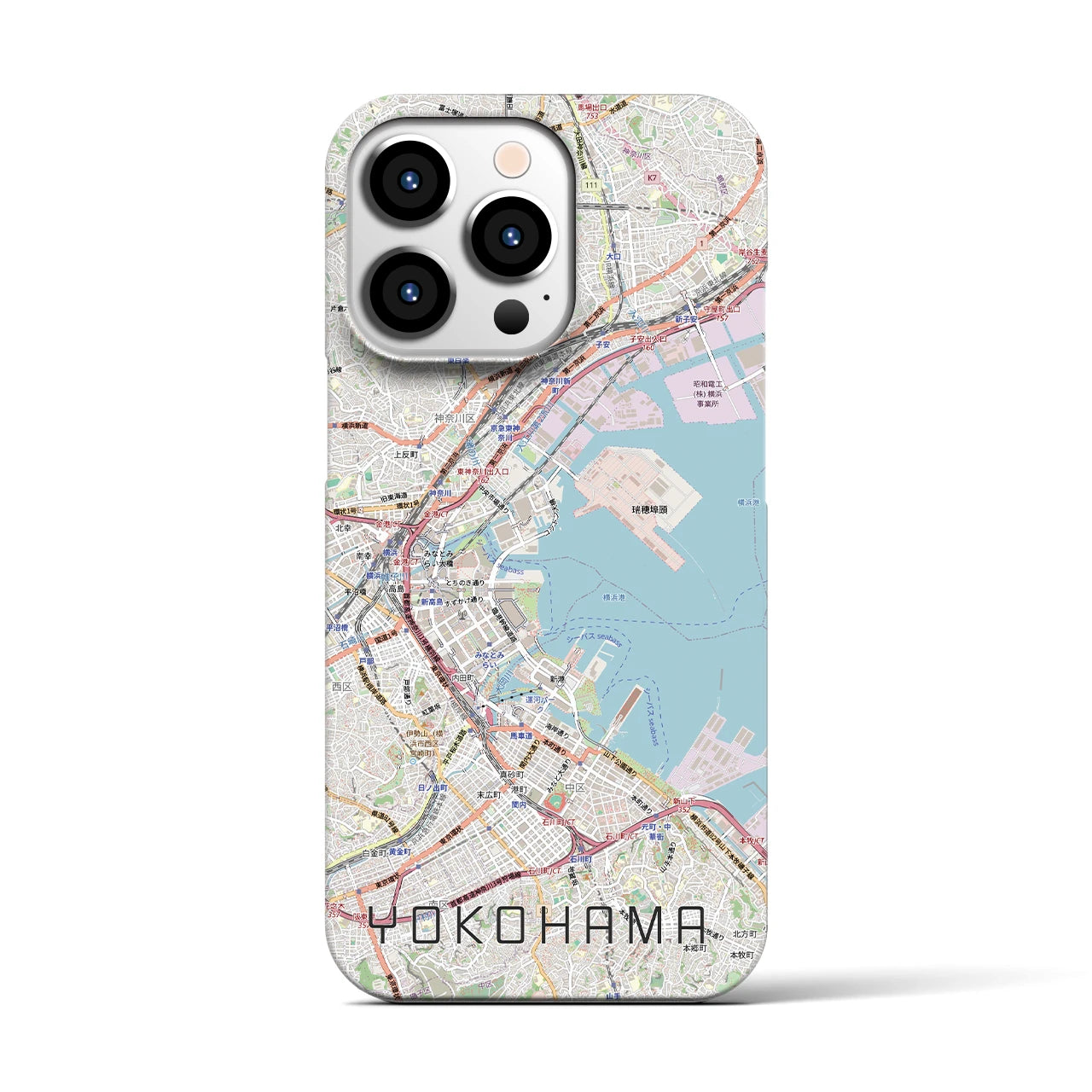 【横浜3(神奈川県)】地図柄iPhoneケース(バックカバータイプ)