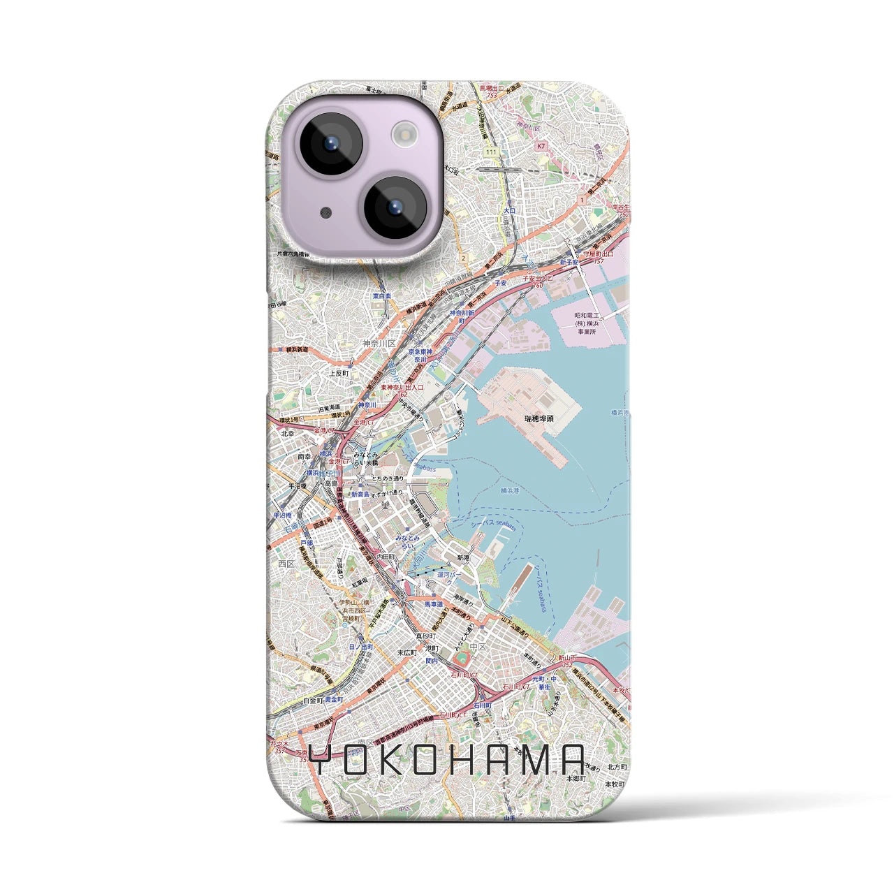 【横浜3(神奈川県)】地図柄iPhoneケース(バックカバータイプ)