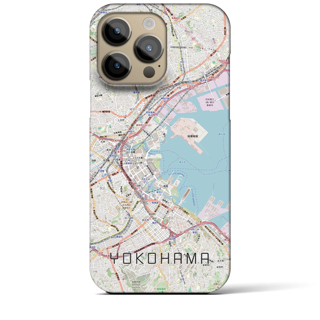 【横浜3(神奈川県)】地図柄iPhoneケース(バックカバータイプ)