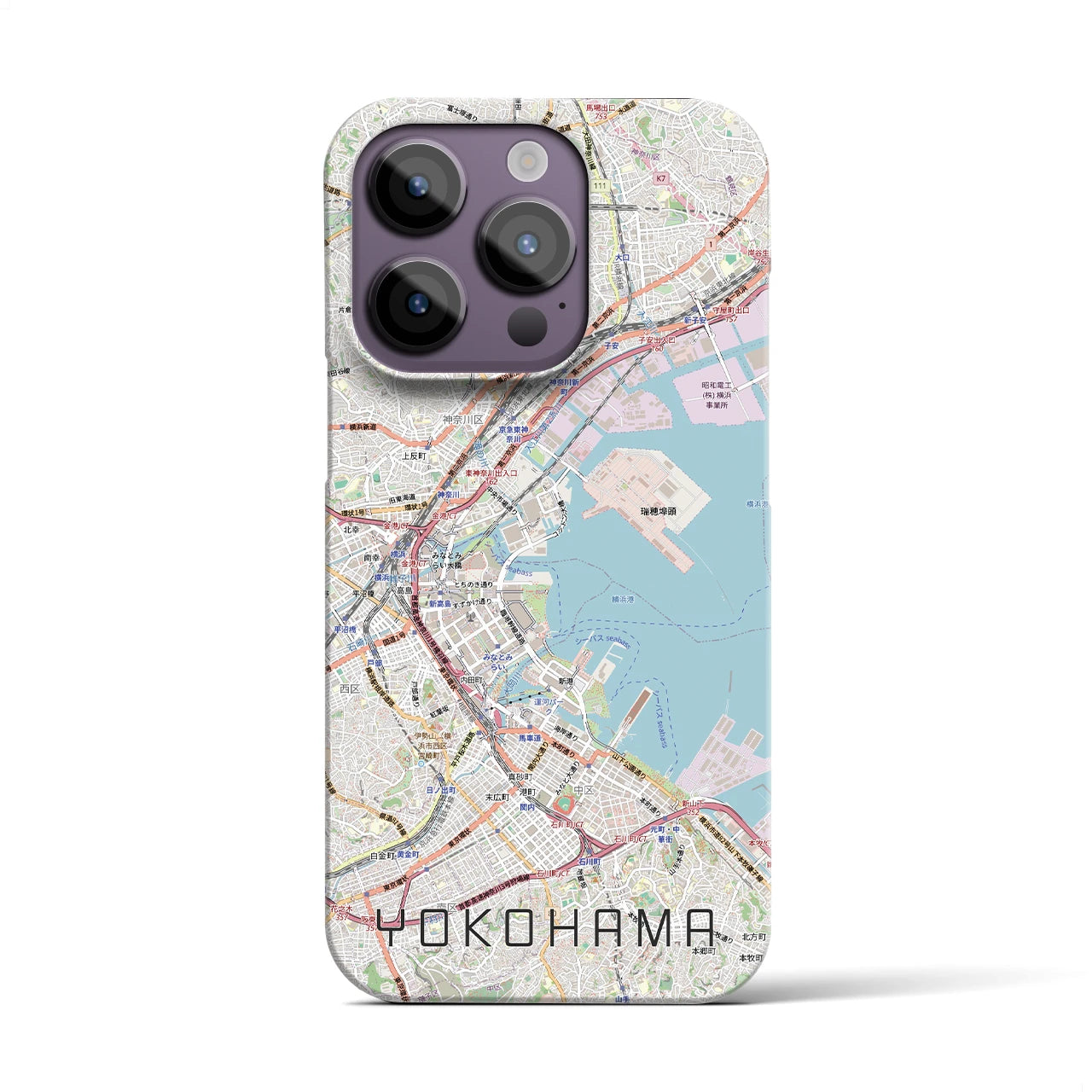 【横浜3(神奈川県)】地図柄iPhoneケース(バックカバータイプ)