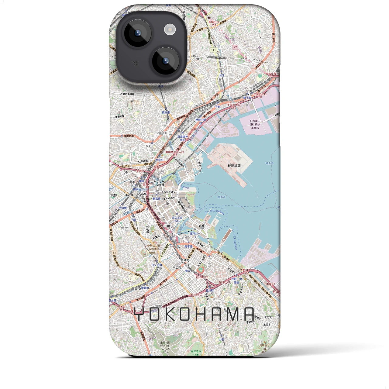 【横浜3(神奈川県)】地図柄iPhoneケース(バックカバータイプ)