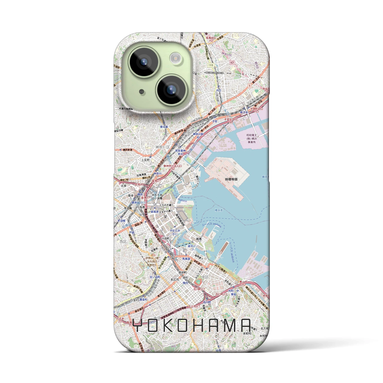 【横浜3(神奈川県)】地図柄iPhoneケース(バックカバータイプ)