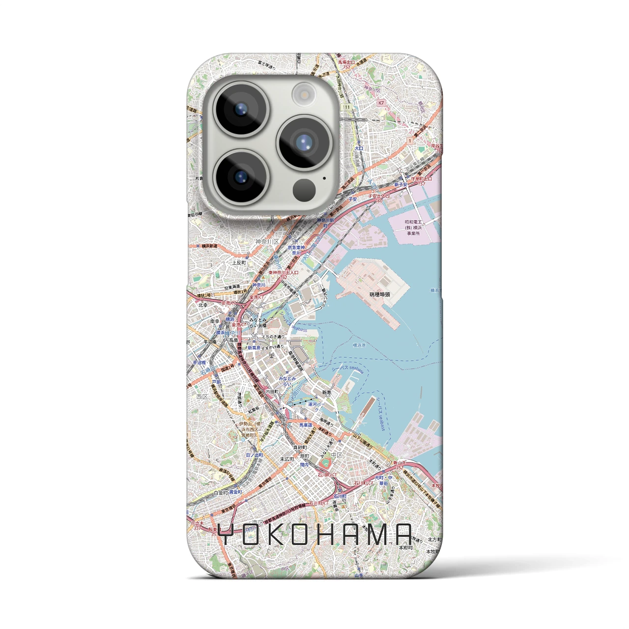 【横浜3(神奈川県)】地図柄iPhoneケース(バックカバータイプ)