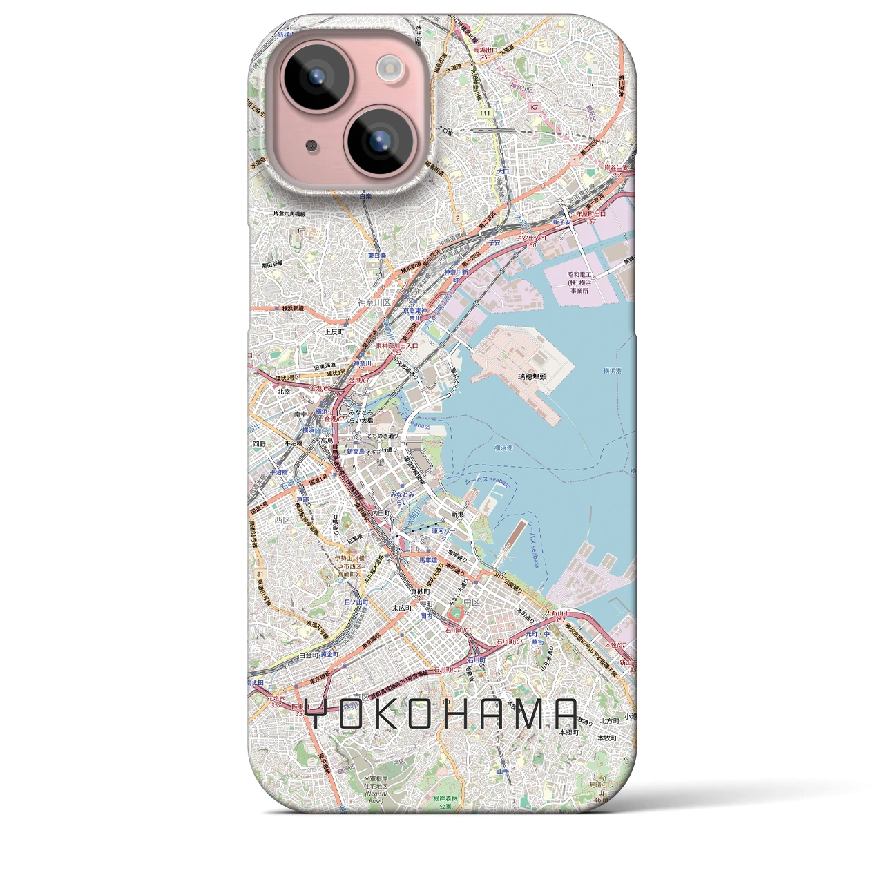 【横浜3(神奈川県)】地図柄iPhoneケース(バックカバータイプ)